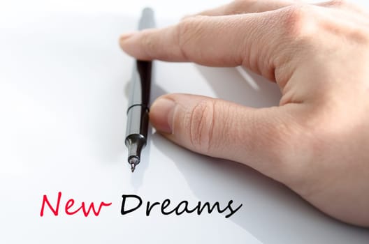 New dreams text concept isolated over white background