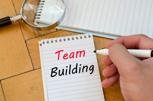 Team building text concept write on notebook