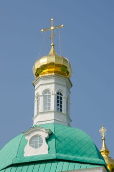Sergiev Posad - August 10, 2015: View of the dome of the tower over the main entrance to the holy gate at Holy Trinity St. Sergius Lavra