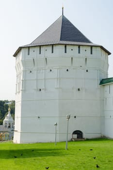 Sergiev Posad - August 10, 2015: View of the Bloc tower Holy Trinity - St. Sergius Lavra in Sergiev Posad