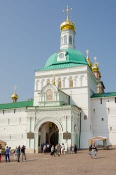 Sergiev Posad - August 10, 2015: View of the main entrance to the holy gate at Holy Trinity St. Sergius Lavra