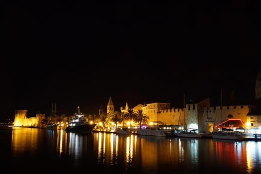 Harbour promenade of Trogir at night