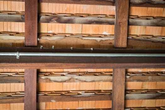 Interior construction of wooden roof , stock photo
