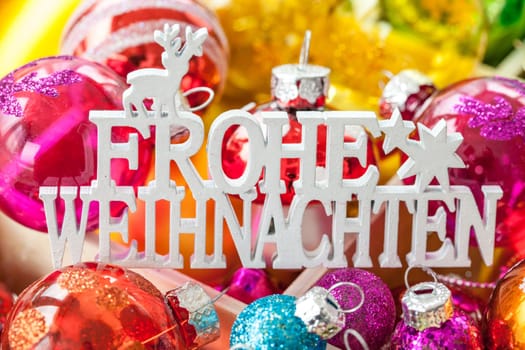 Various Christmas tree balls in bright colors for Christmas