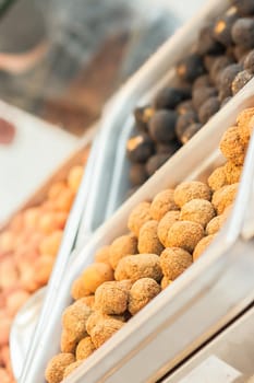 Italian food. Fried olive ascolane . Typical regional dish. Selective focus.