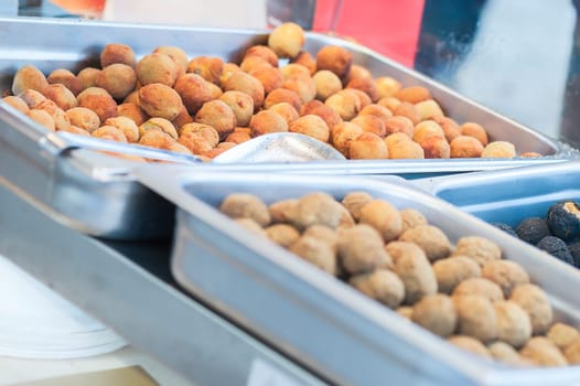 Italian food. Fried olive ascolane . Typical regional dish. Selective focus.