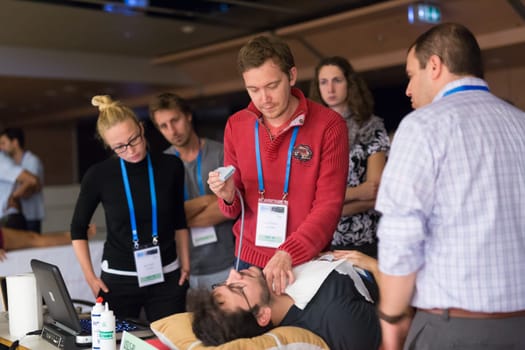 Ljubljana, Slovenia - Sept 7: Participants learning new techniques, approaches and use of ultrasound in medicine on 12th Winfocus world congress on 17th of September, 2016 in Ljubljana, Slovenia.