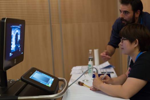 Ljubljana, Slovenia - Sept 9: Participants learning new techniques, approaches and use of ultrasound in medicine on 12th Winfocus world congress on 9th of September, 2016 in Ljubljana, Slovenia.