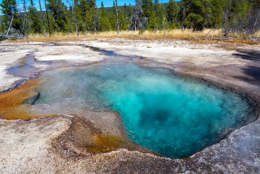 Interesting pool seen from the Firehole Lake Drive in Yellowstone National Park