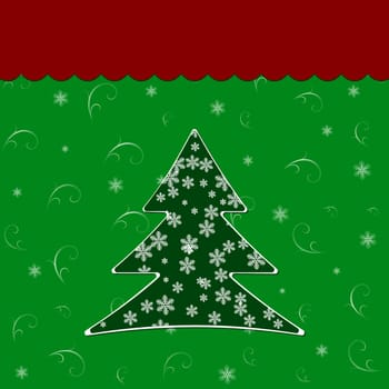 Happy New Year card with Christmas tree over green background