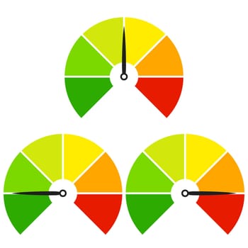 Set of measuring icons on a white background. Speedometer icons set