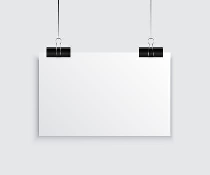 Hanging paper poster on wall poster. Vector illustration