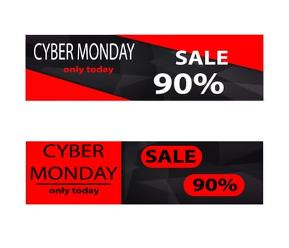 Cyber monday sales web elements with banners and discounts. Eps10 vector illustration.