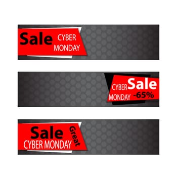 Cyber monday sales web elements with banners and discounts. Eps10 vector illustration.