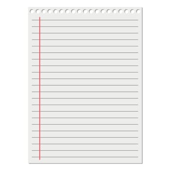 Blank white worksheet exercise book. Vector EPS 10 illustration.