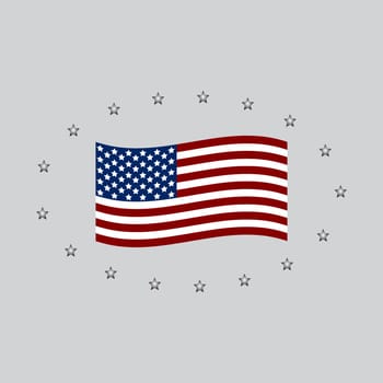 Honoring all who served banner for memorial day. American flag on gray