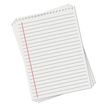 Blank white worksheet exercise book. Vector EPS 10 illustration.