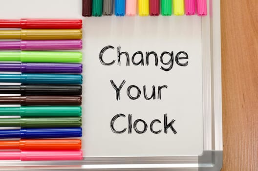 Change your clock text concept over whiteboard background