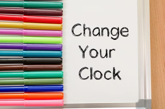 Change your clock text concept over whiteboard background