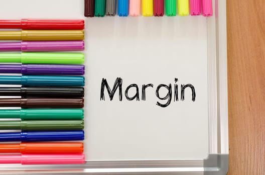 Margin text concept over whiteboard background
