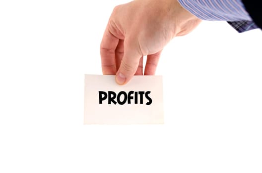 Profits text concept isolated over white background
