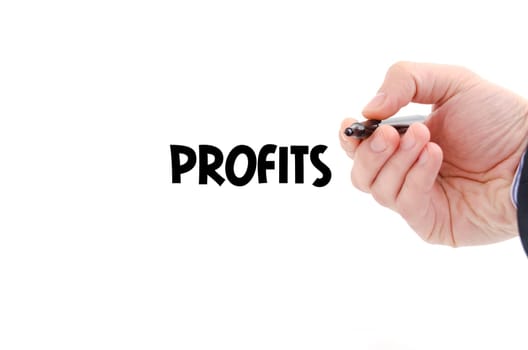 Profits text concept isolated over white background