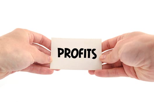Profits text concept isolated over white background