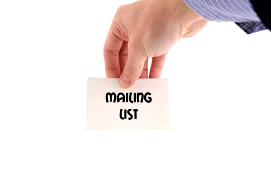Mailing list text concept isolated over white background