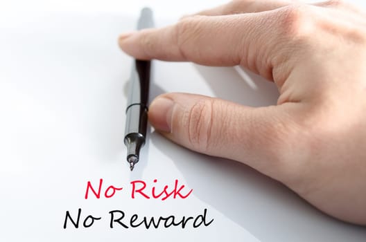 No risk no reward text concept isolated over white background