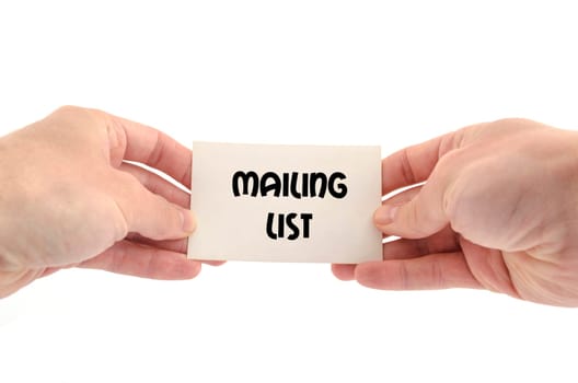 Mailing list text concept isolated over white background