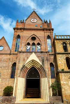 Brick church in the small town of Valle de San Jose in Santander, Colombia
