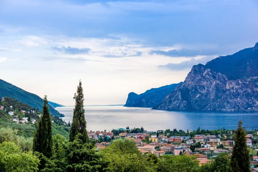 View of Riva Del Garda and Lake Garda, Lombardy, Italy