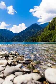 Abkhazia. Riza lake.  Mountain lake