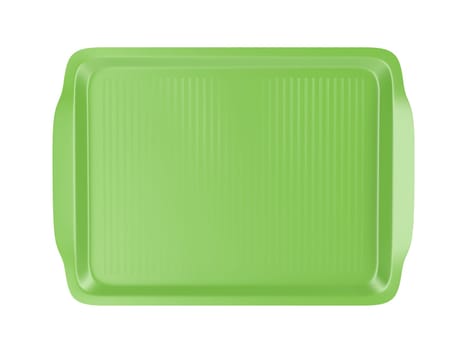 Top view of empty plastic tray, isolated on white background