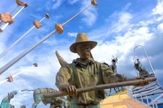 CHICAMOCHA CANYON, COLOMBIA - MAY 8: View of statues on the Monument to Santandarean culture at Panachi in Chicamocha Canyon, Colombia on May 8, 2016
