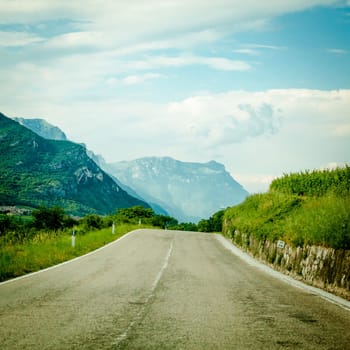 highland road.  road in mountains
