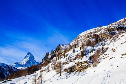 View of Matterhorn mountain. Matterhorn, Zermatt, Switzerland