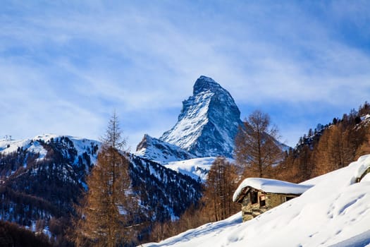 View of Matterhorn mountain. Matterhorn, Zermatt, Switzerland
