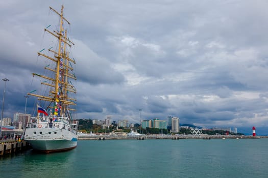 RUSSIA, SOCHI - SEPTEMBER 21, 2016 :SCF Black Sea Tall Ships Regatta 2016. Organised by Sail Training International
