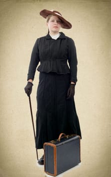 young woman in vintage costume 1900's