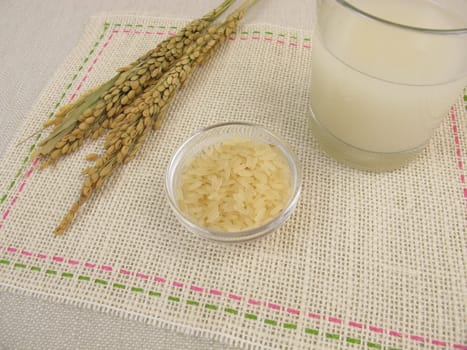 Rice water in a glass