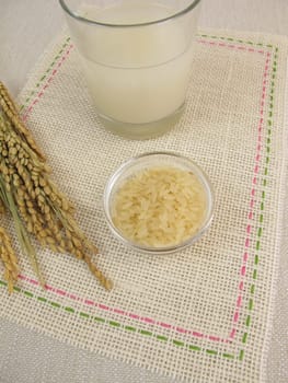 Rice water in a glass