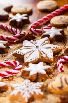 Homemade cookies in start shape for Christmas