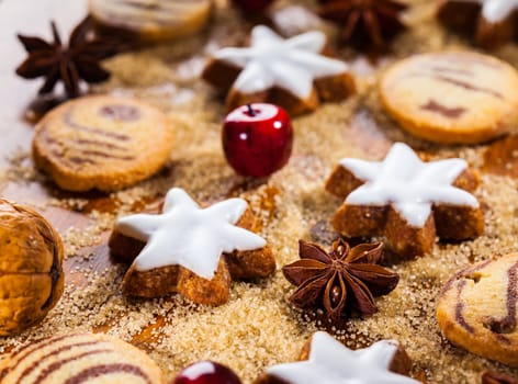 Homemade cookies in start shape for Christmas
