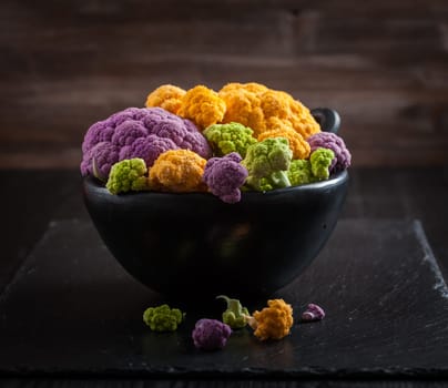Assortment of organic cauliflower from local market