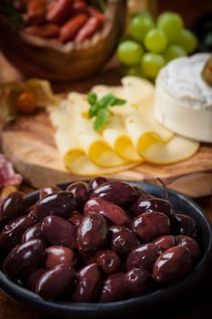 Variation of antipasti and appetizers