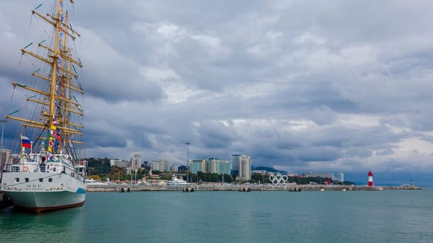 RUSSIA, SOCHI - SEPTEMBER 21, 2016 :SCF Black Sea Tall Ships Regatta 2016. Organised by Sail Training International