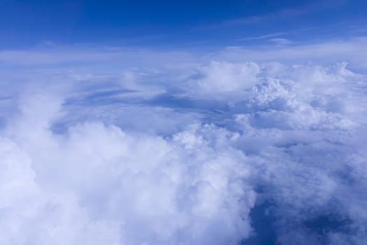 Sky clouds.  Over the Clouds.  Cloudscape. Blue sky and white cloud. Cumulus cloud