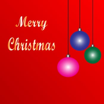 Christmas abstract background with three ornament balls . Vector illustration