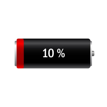 Illustration discharged battery on a white background